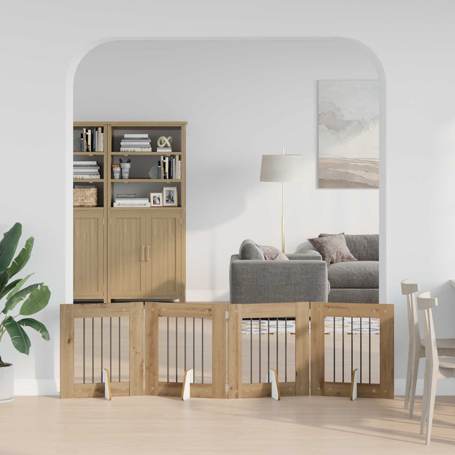 Összecsukható kutyakerítés állványokkal 4 pcs Kézműves Tölgy