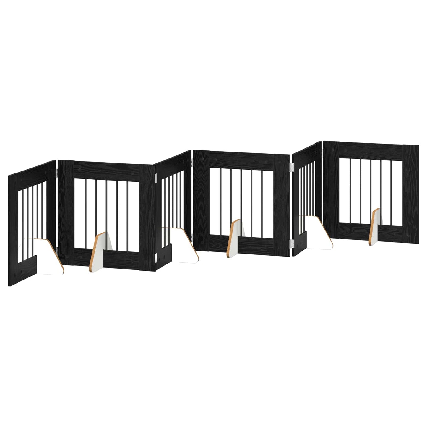 Összecsukható kutyakerítés állványokkal 6 pcs Fekete Tölgy