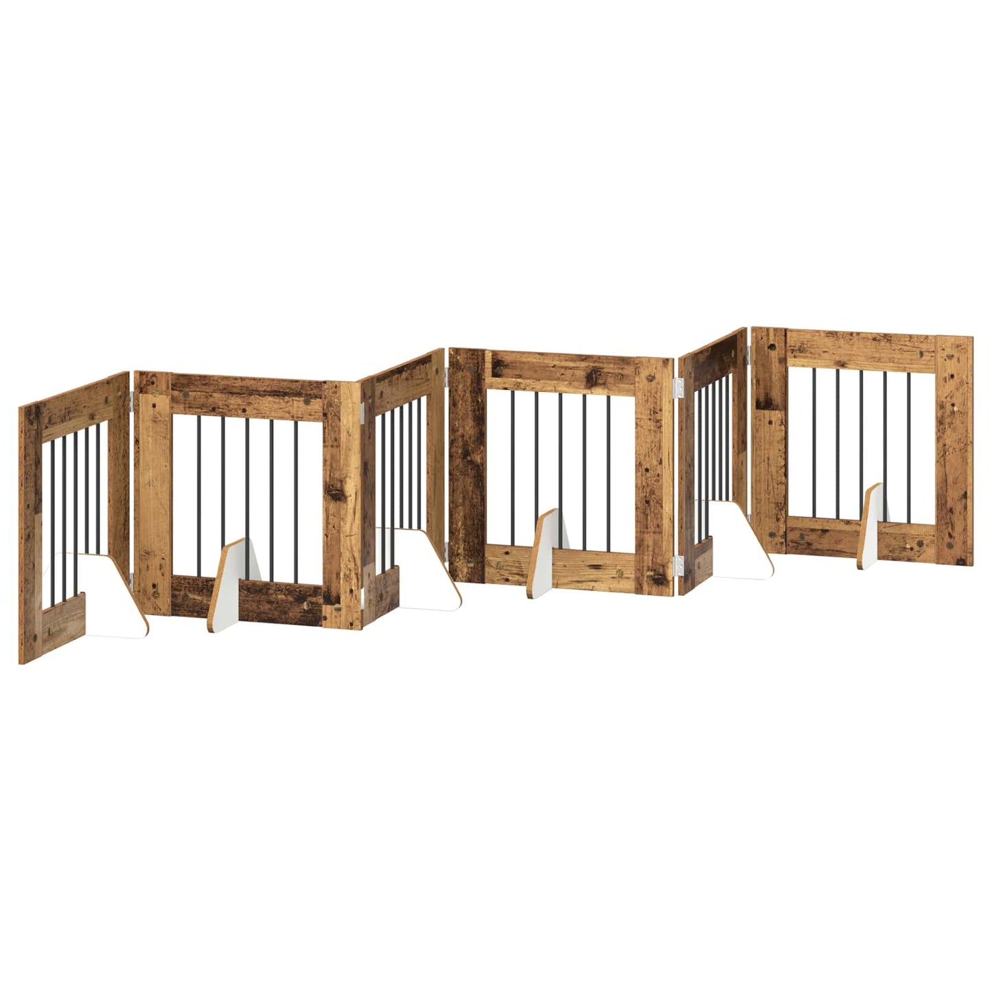 Összecsukható kutyakerítés állványokkal 6 db Antik Fa 362 cm