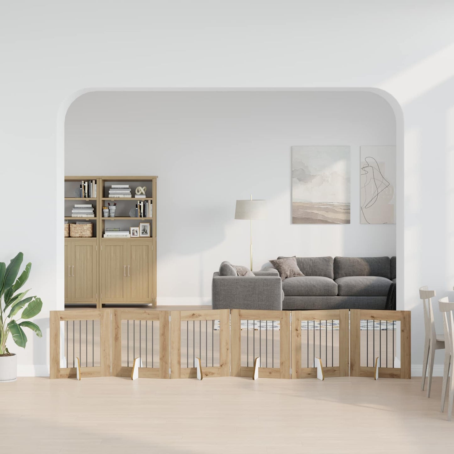 Összecsukható kutyakerítés állványokkal 6 pcs Kézműves Tölgy