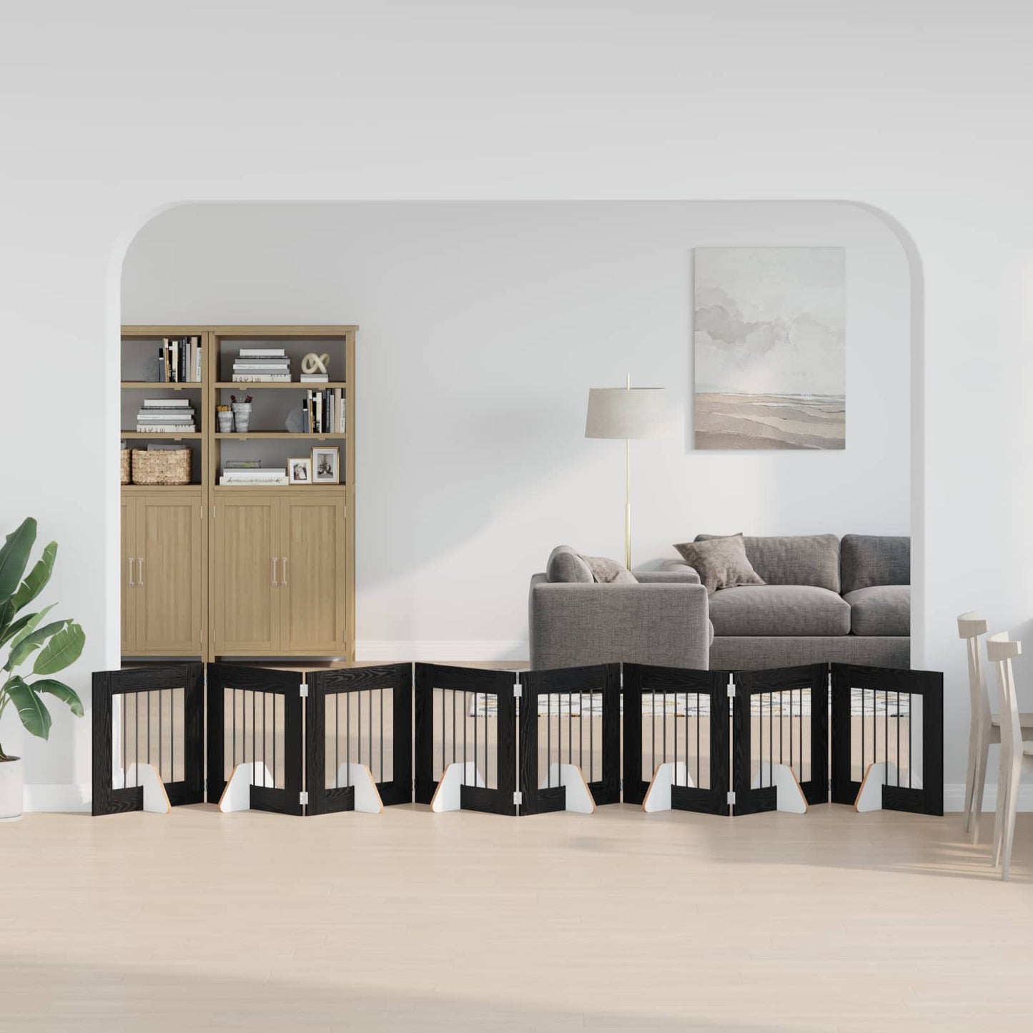 Összecsukható kutyakerítés állványokkal 8 pcs Fekete Tölgy
