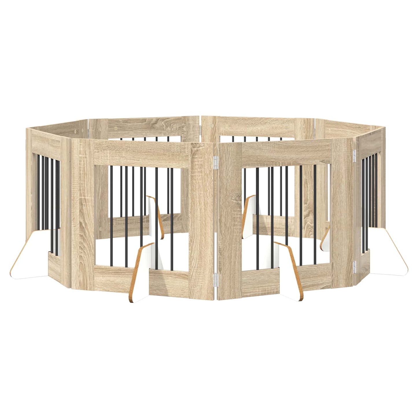 Összecsukható kutyakerítés állványokkal 8 pcs Sonoma Tölgy
