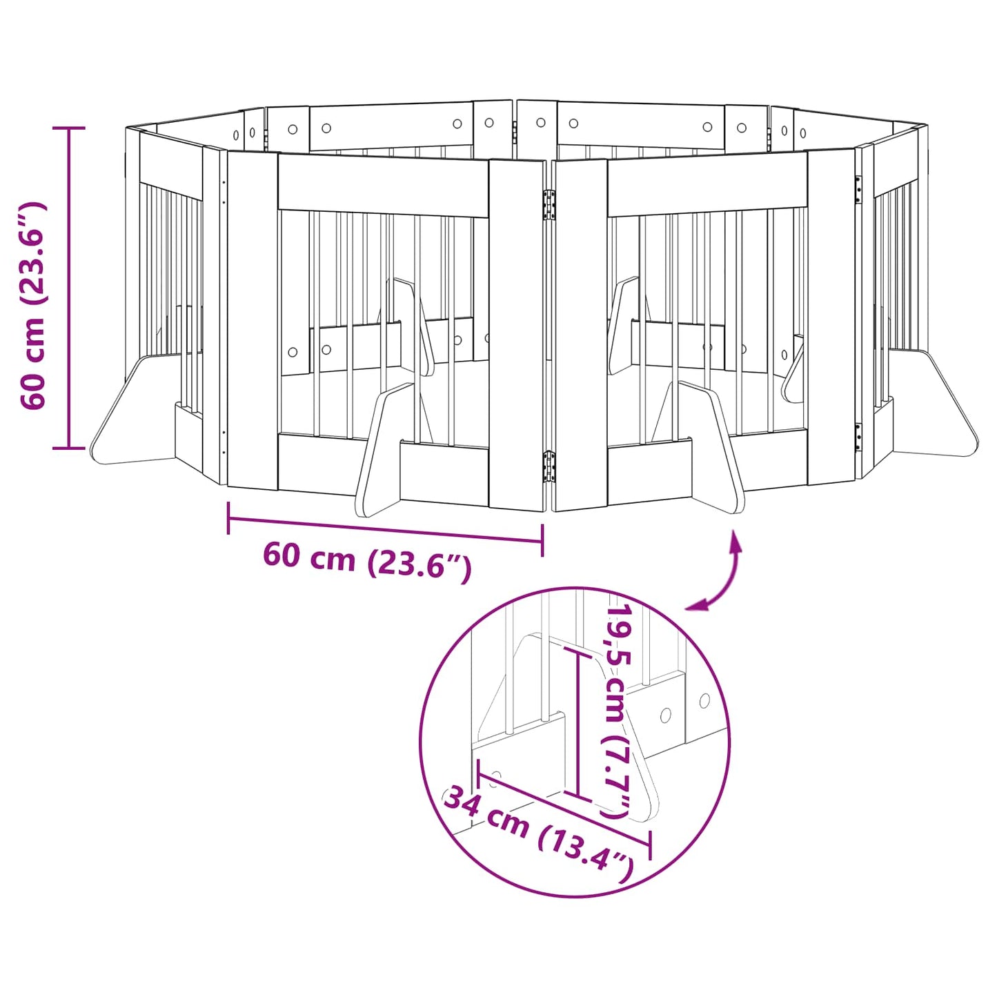 Összecsukható kutyakerítés állványokkal 8 pcs Szürke Sonoma