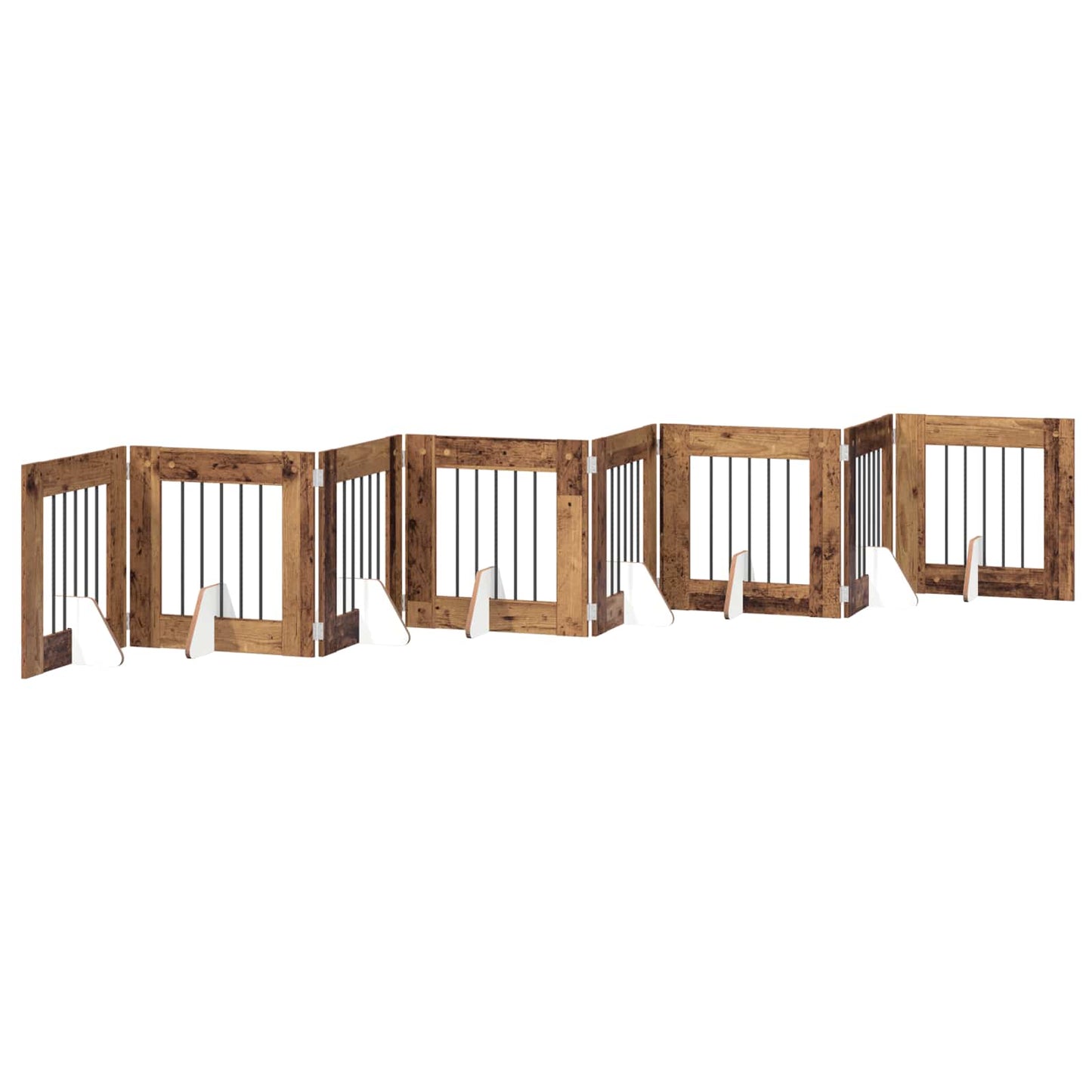 Összecsukható kutyakerítés állványokkal 8 pcs Antik Fa 60 cm