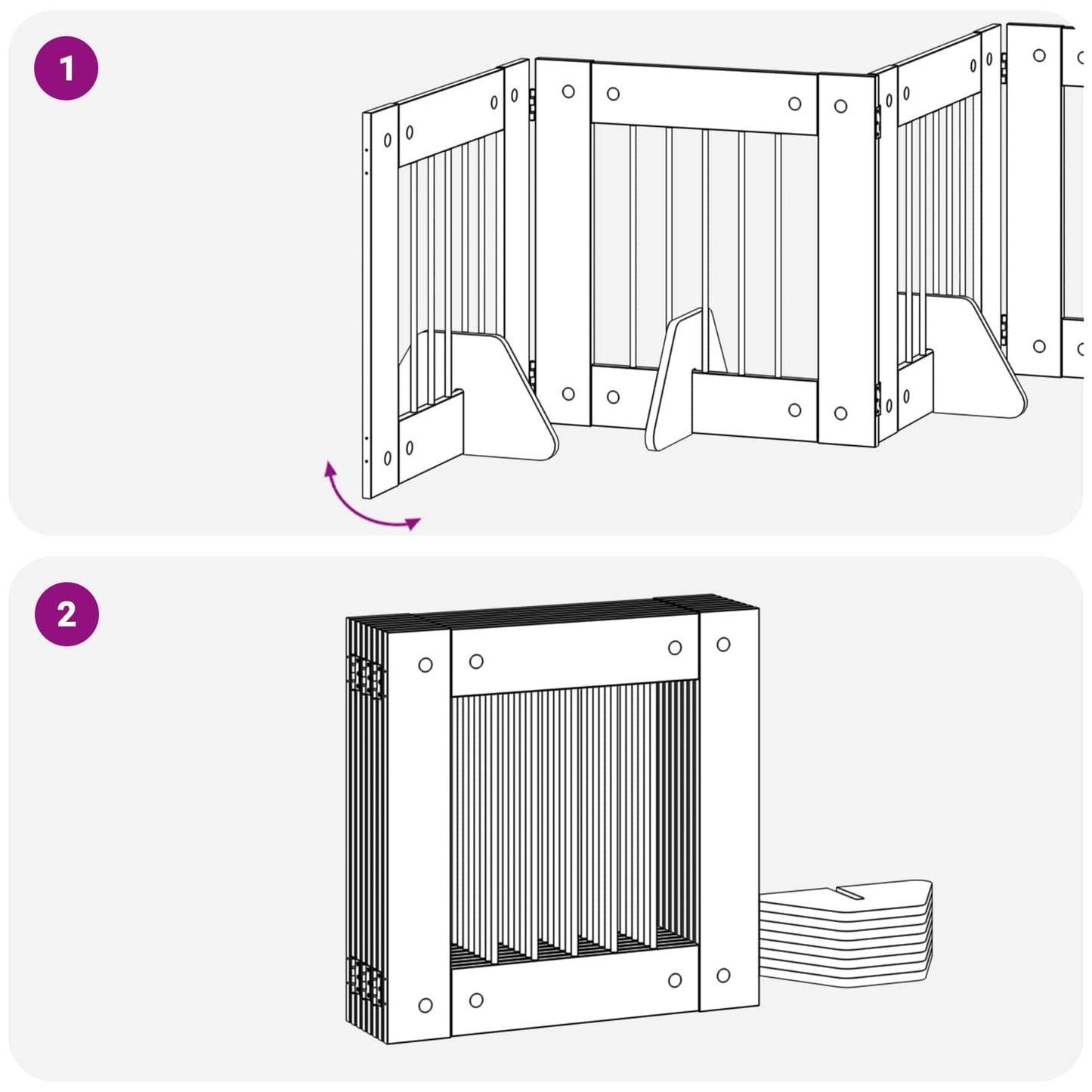 Összecsukható kutyakerítés állványokkal 8 pcs Antik Fa 60 cm