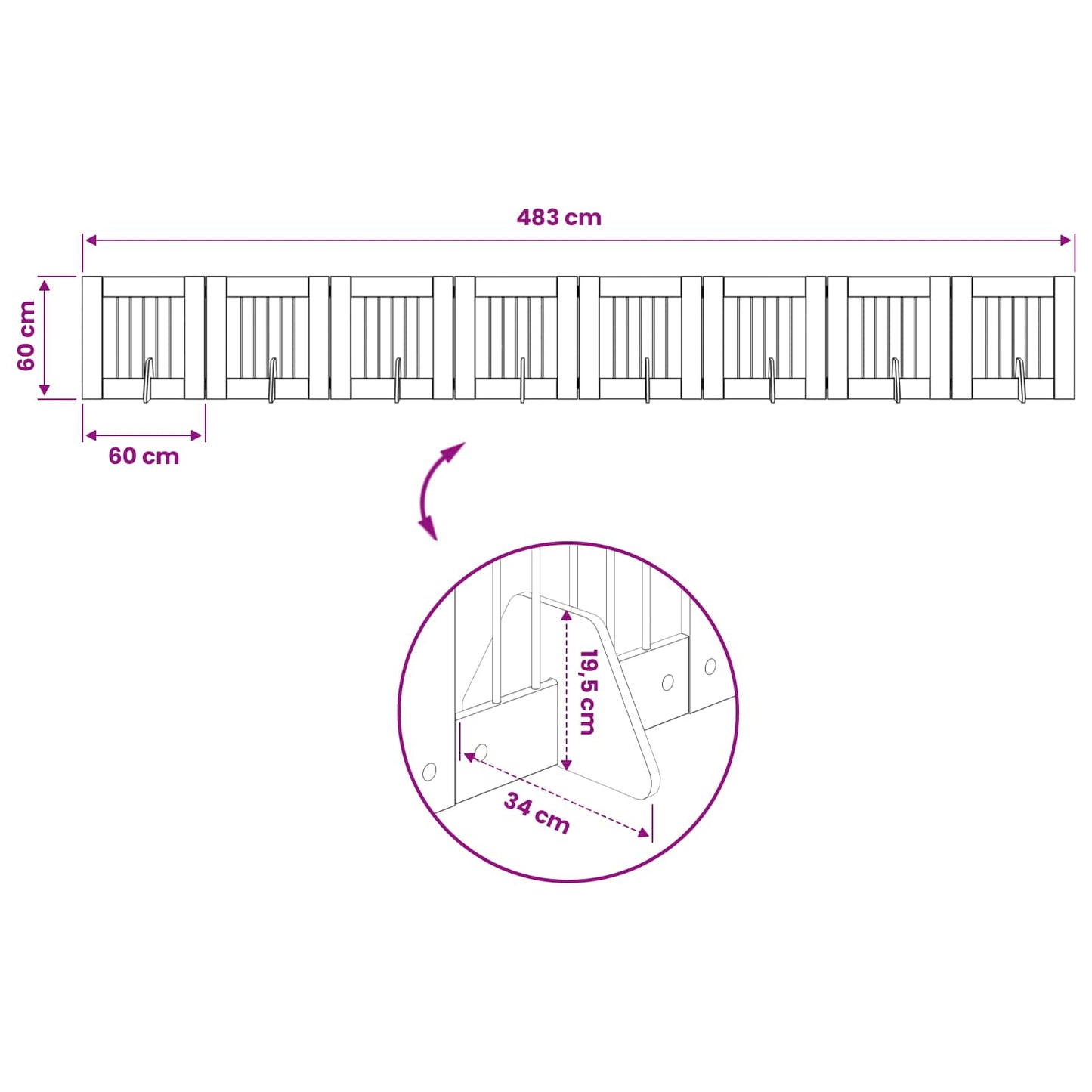 Összecsukható kutyakerítés állványokkal 8 db Antik Fa 60 cm