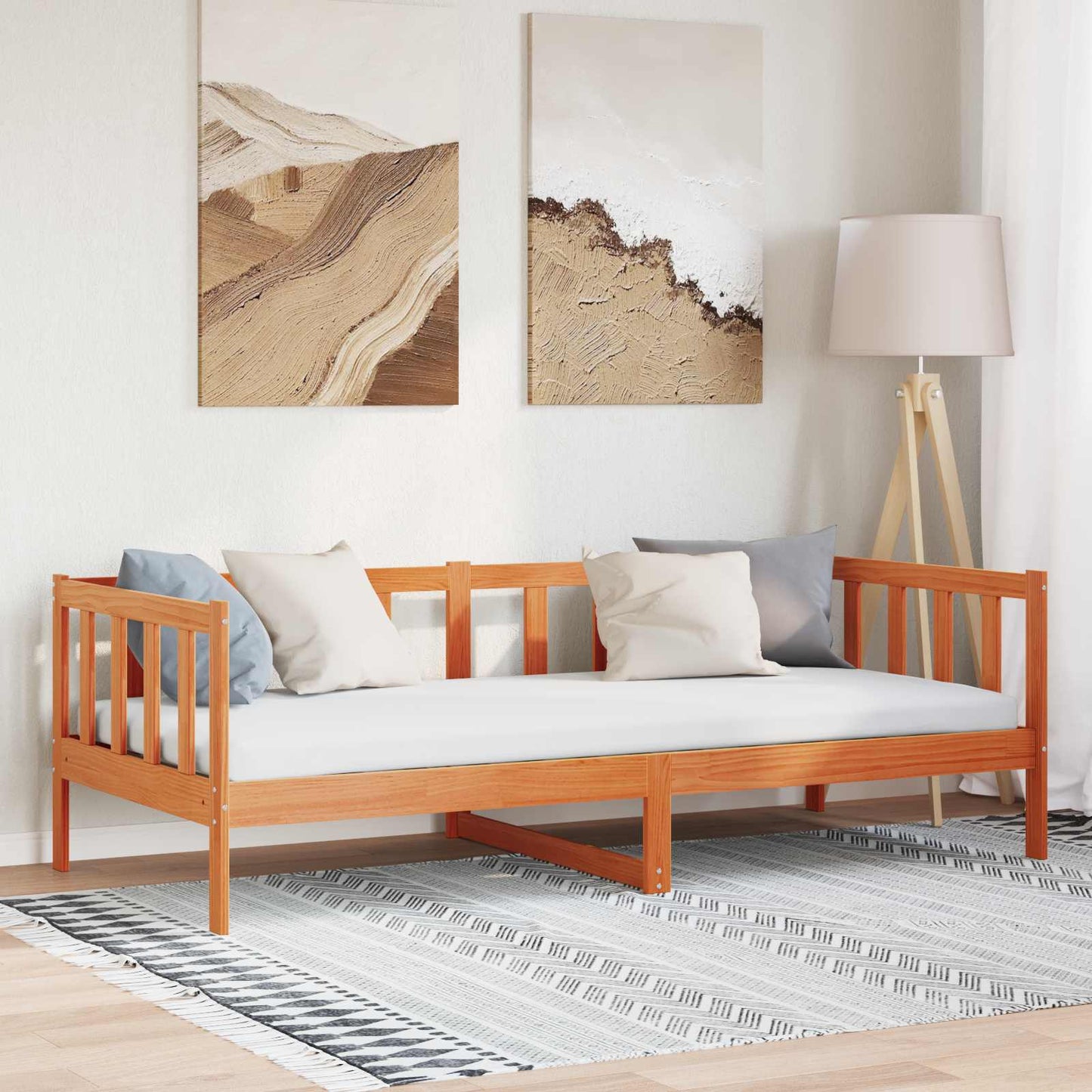 Ágykeret fejtámlával Faggyú barna 90 x 190 cm Tömör fenyőfa