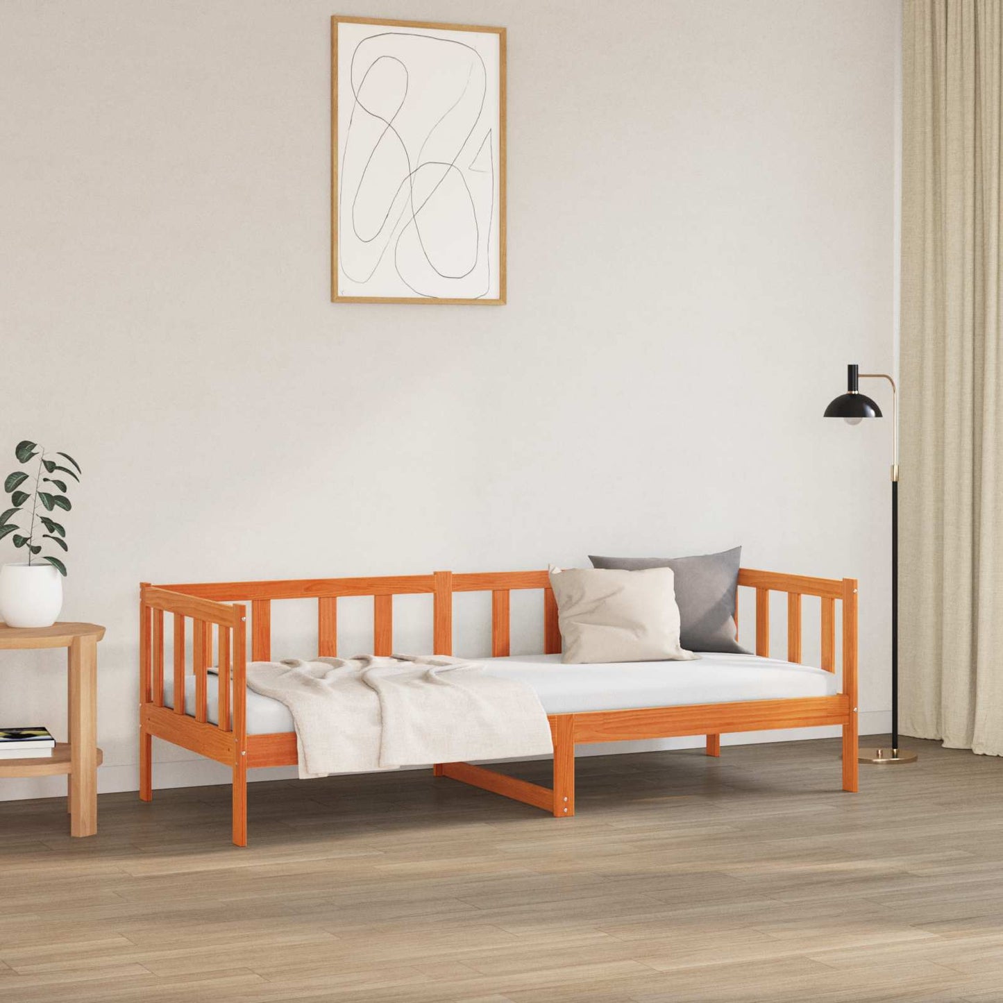 Ágykeret fejtámlával Faggyú barna 80 x 200 cm Tömör fenyőfa