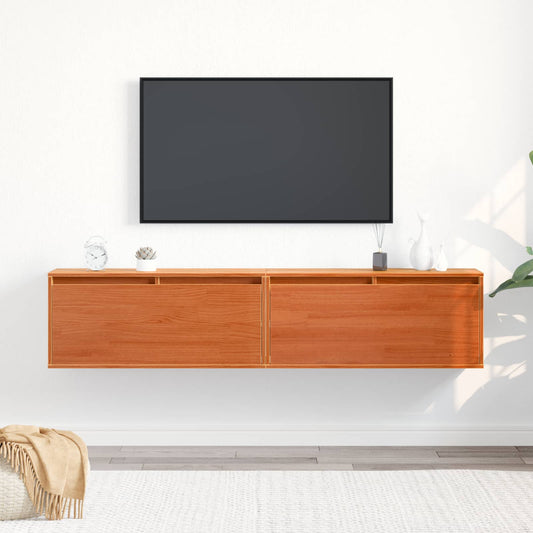 Fali Szekrény 2 pcs Faggyú barna 80 x 30 x 35 cm Tömör fenyőfa