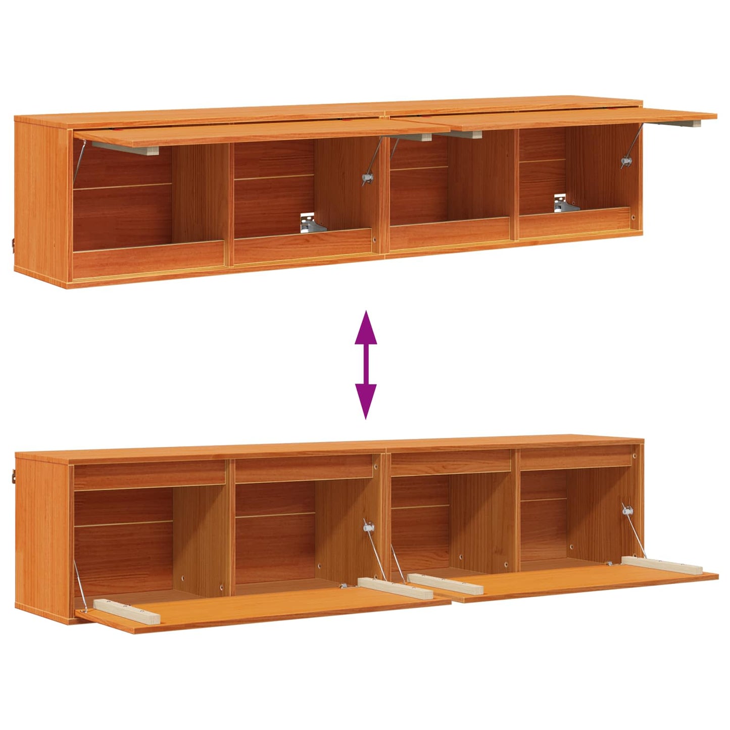 Fali Szekrény 2 pcs Faggyú barna 80 x 30 x 35 cm Tömör fenyőfa