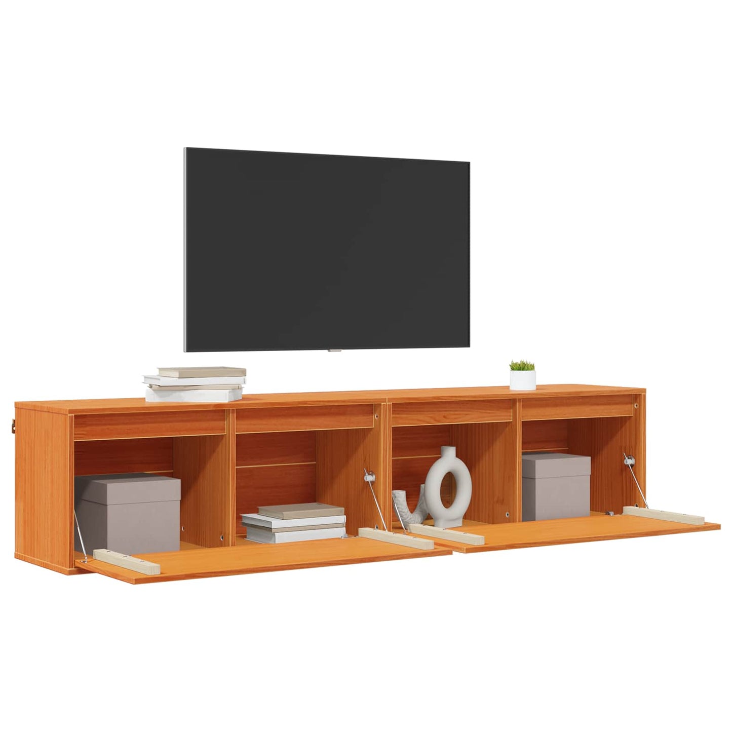 Fali Szekrény 2 pcs Faggyú barna 80 x 30 x 35 cm Tömör fenyőfa