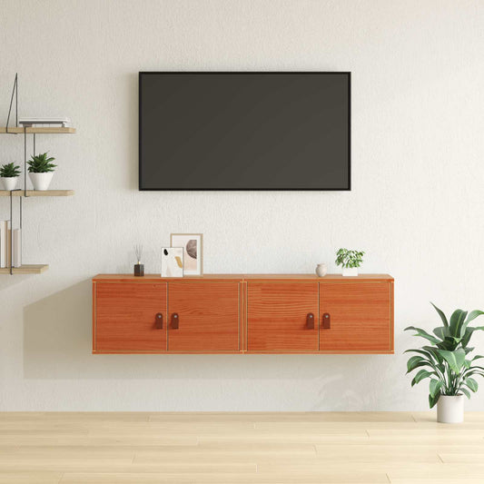 Fali Szekrény 2 pcs Faggyú barna 60 x 30 x 30 cm Tömör fenyőfa