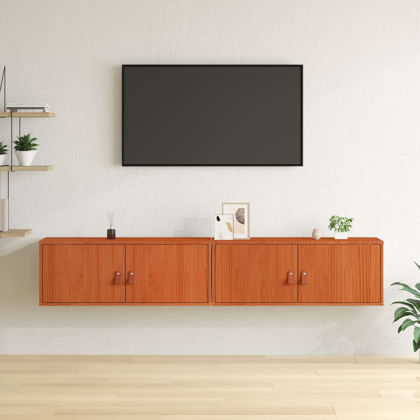 Fali Szekrény 2 pcs Faggyú barna 80 x 30 x 30 cm Tömör fenyőfa