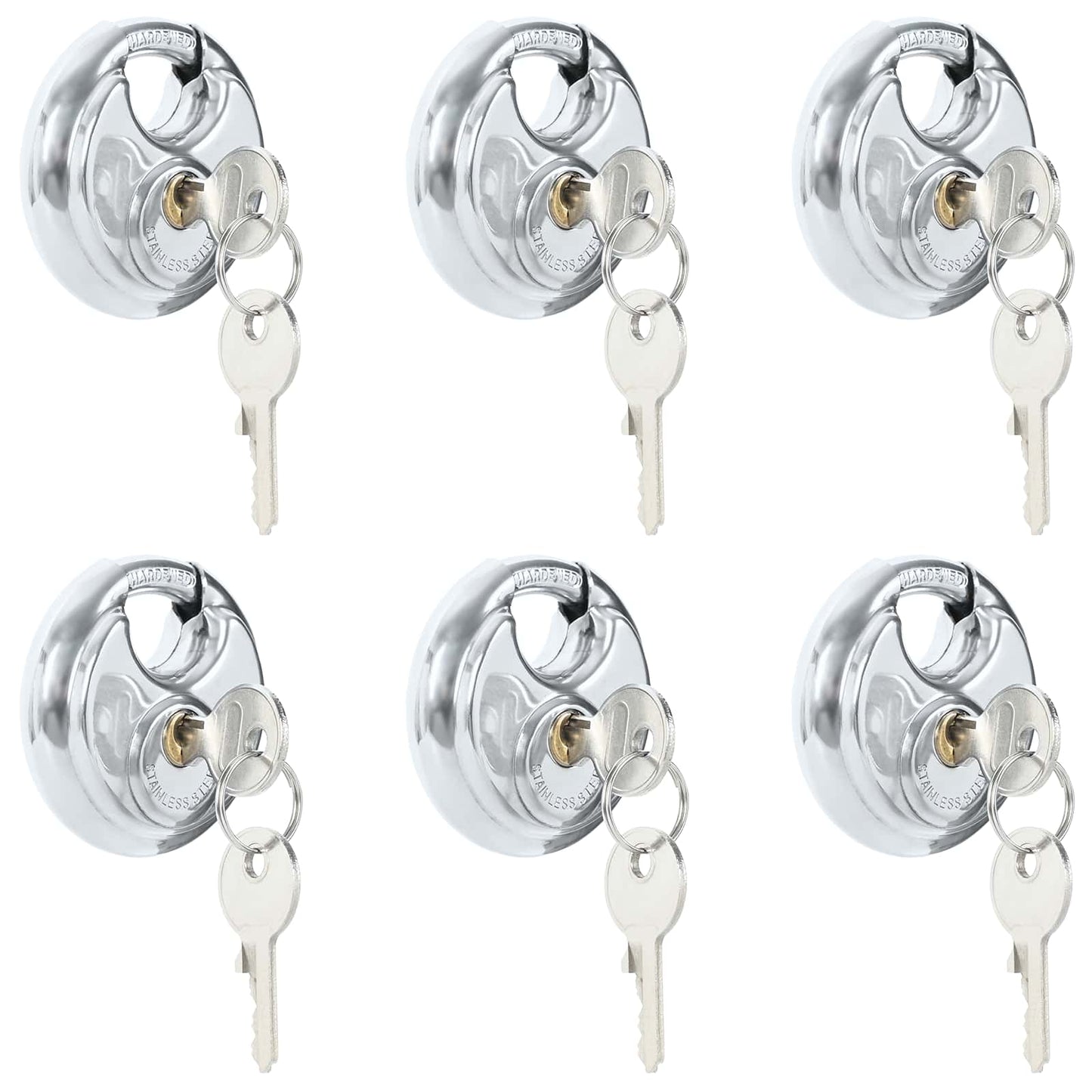 Disk zár kulcsokkal 6 pcs Ezüst 7 x 2.4 x 7 cm