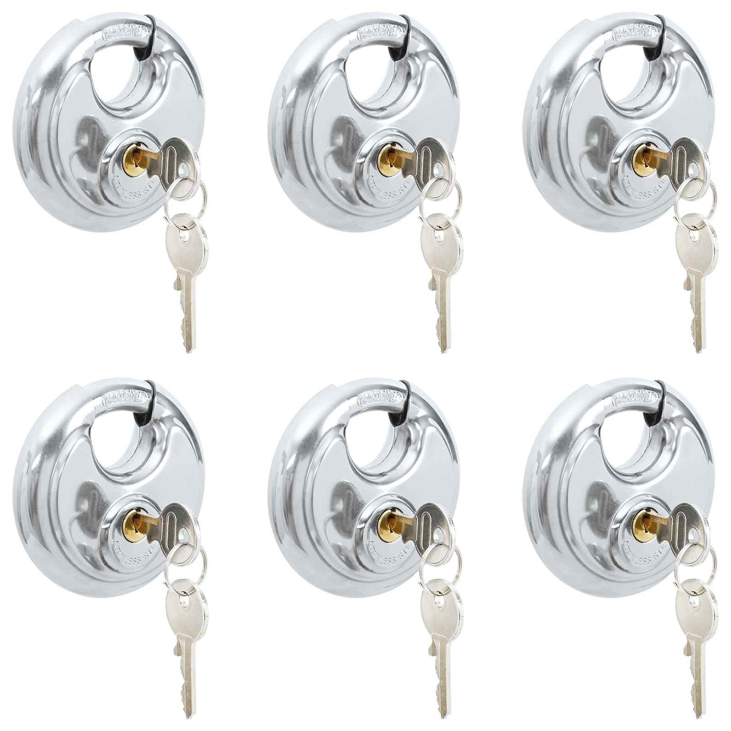 Disk zár kulcsokkal 6 pcs Ezüst 8 x 2,8 x 8 cm