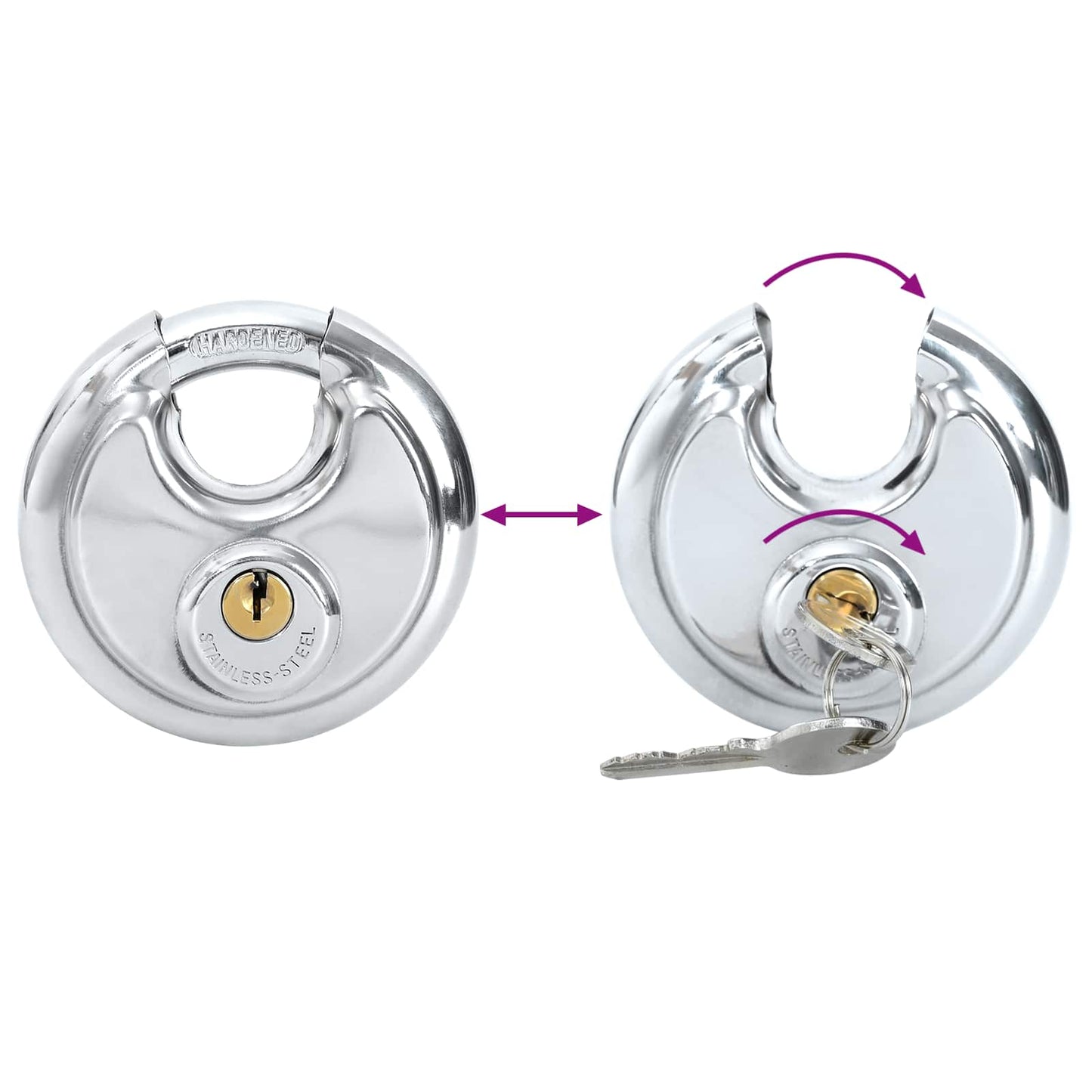 Disk zár kulcsokkal 2 pcs Ezüst 9 x 2.8 x 9 cm
