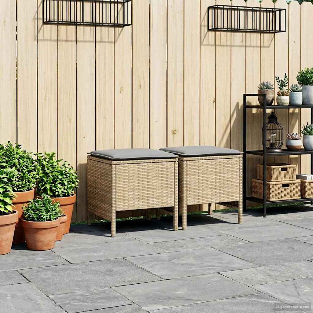 2 db Kerti lábtartó PE Rattan Beige és Világosszürke