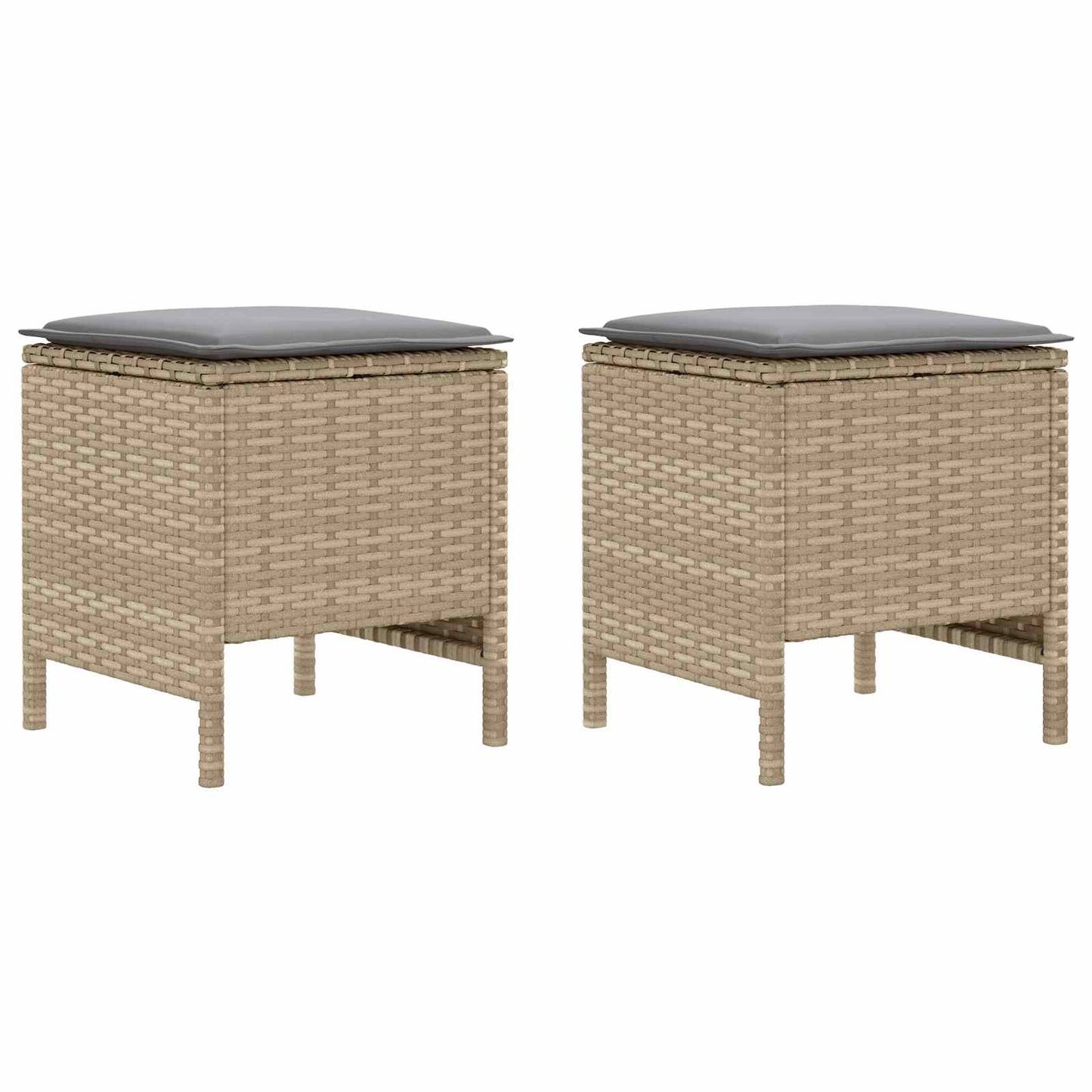 2 db Kerti lábtartó PE Rattan Beige és Világosszürke