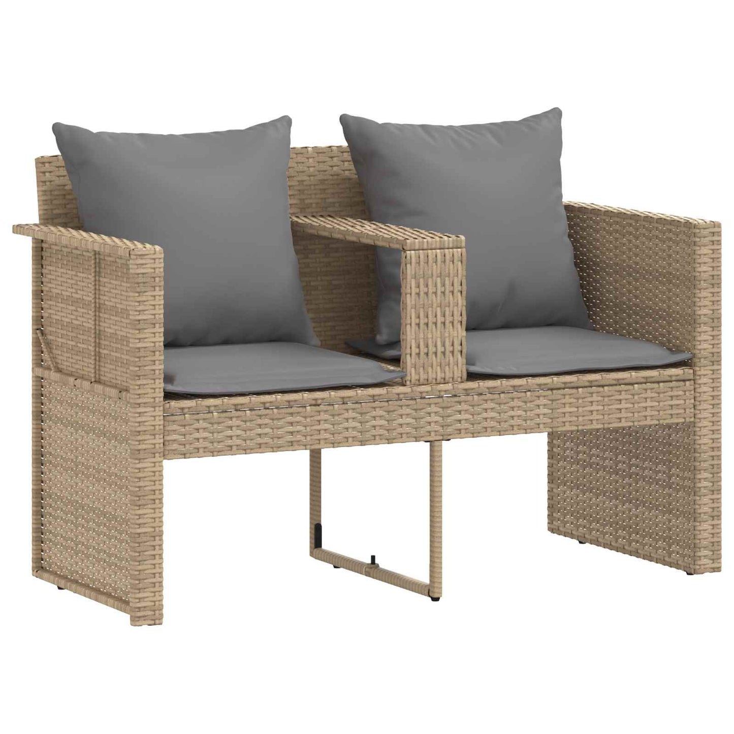 Kerti kanapé párnával 8 pcs Beige és Világosszürke polirattan