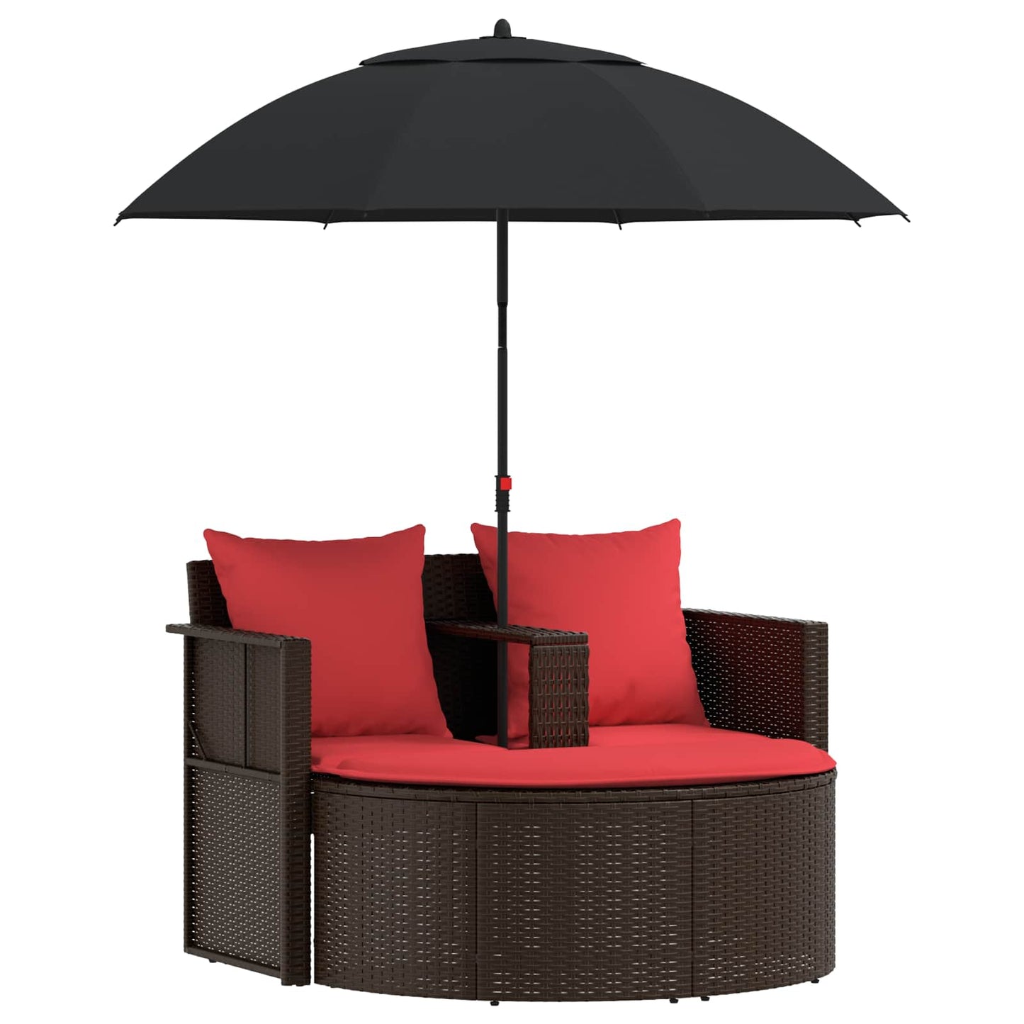 Kerti kanapé Barna és Piros 168 x 168 x 180 cm polirattan