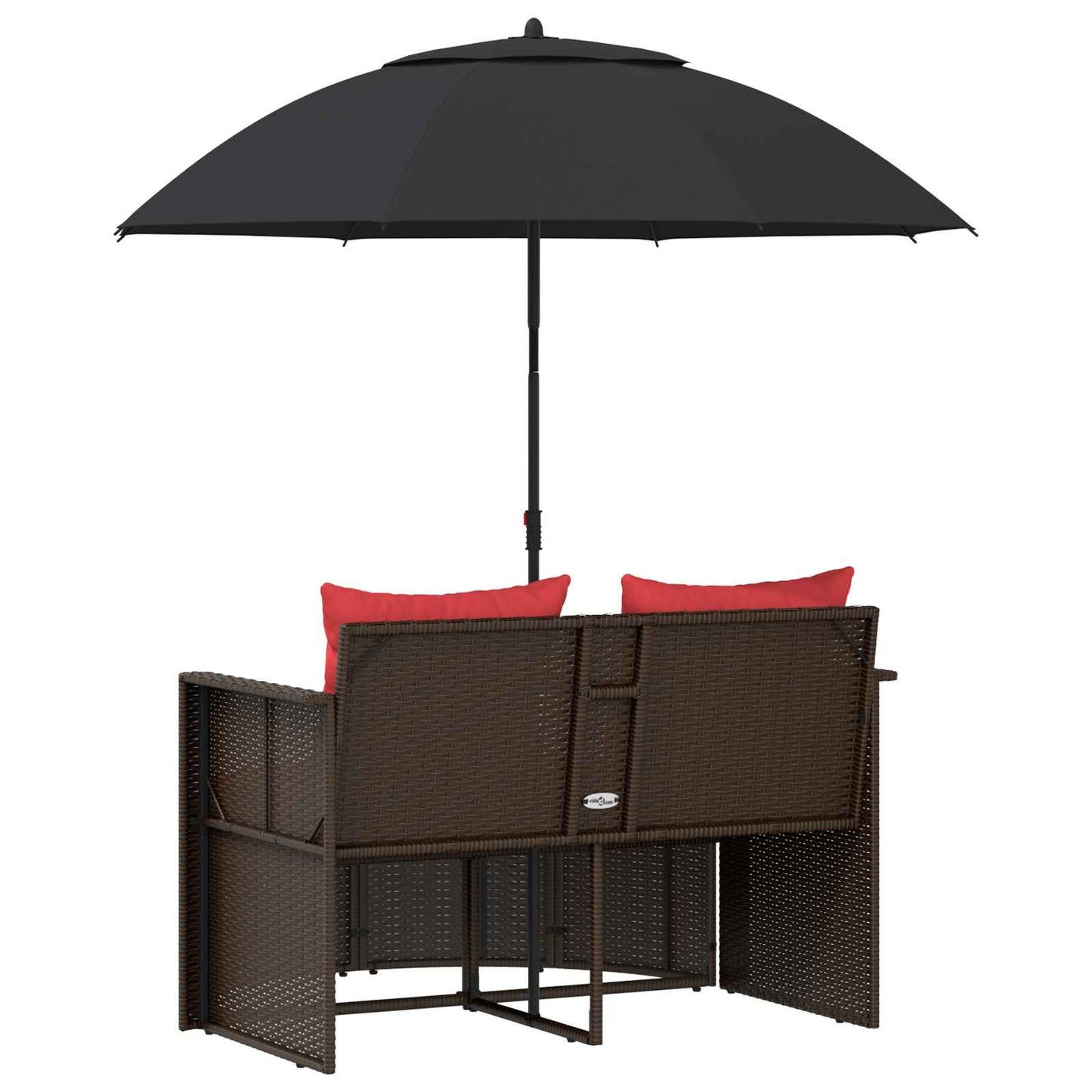 Kerti kanapé Barna és Piros 168 x 168 x 180 cm polirattan