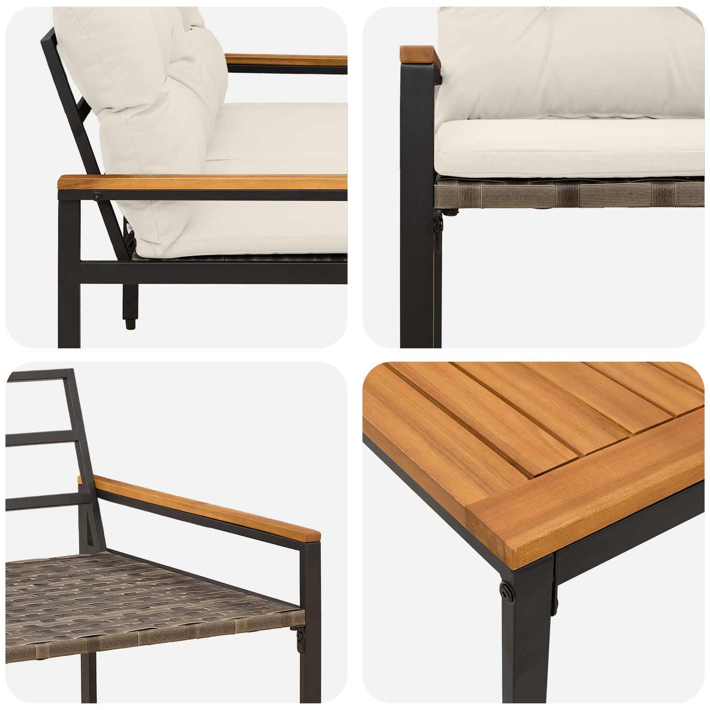 Kültéri Bútor Szett 4 pcs Krémfehér polirattan