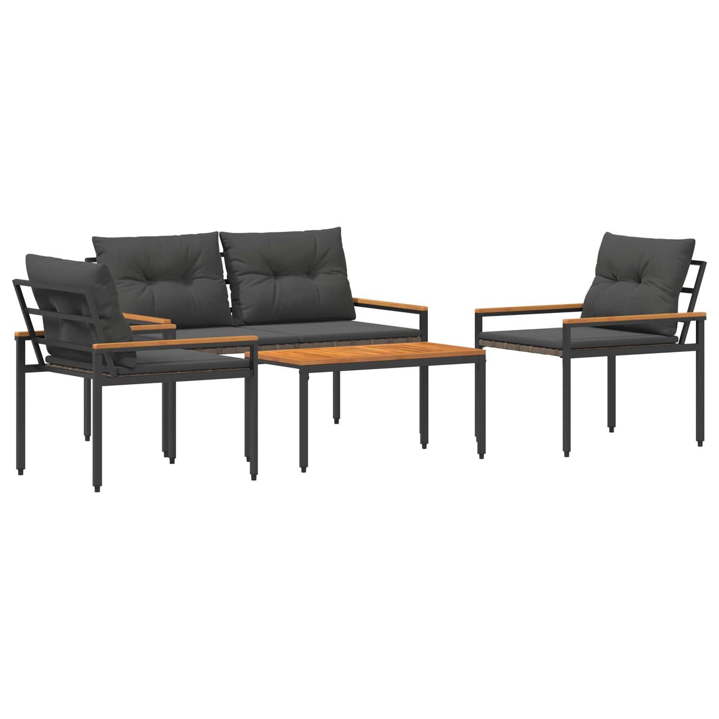 Kültéri Bútor Szett 4 pcs Sötétszürke polirattan