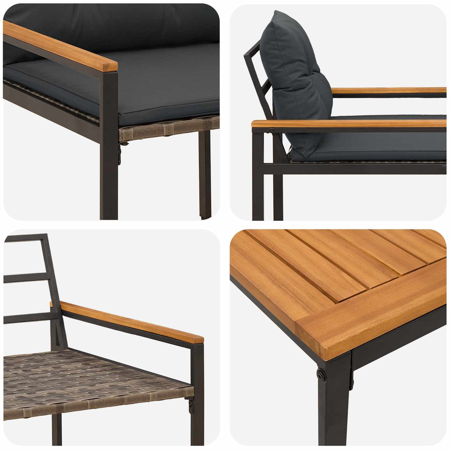 Kültéri Bútor Szett 3 pcs Sötétszürke polirattan