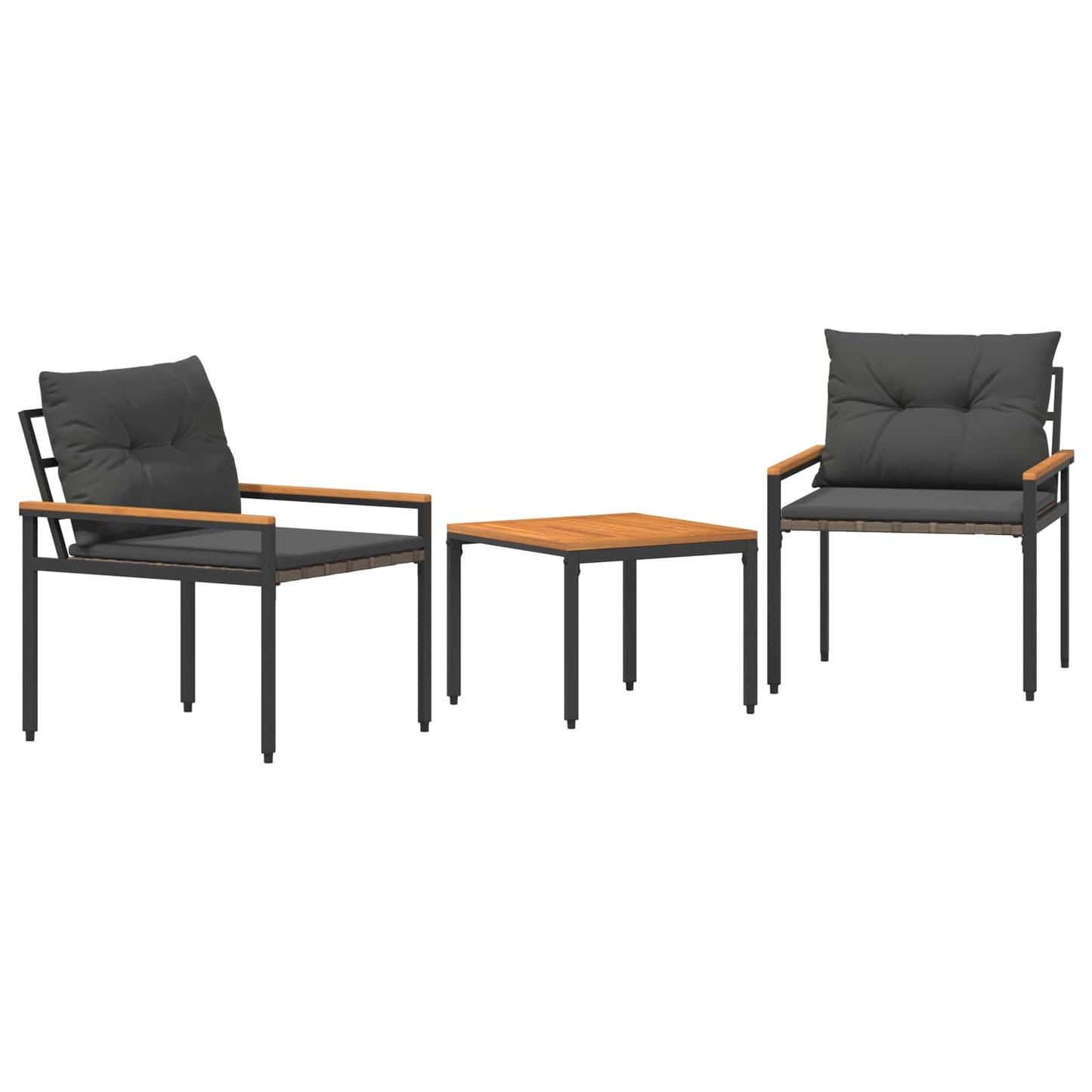 Kültéri Bútor Szett 3 pcs Sötétszürke polirattan