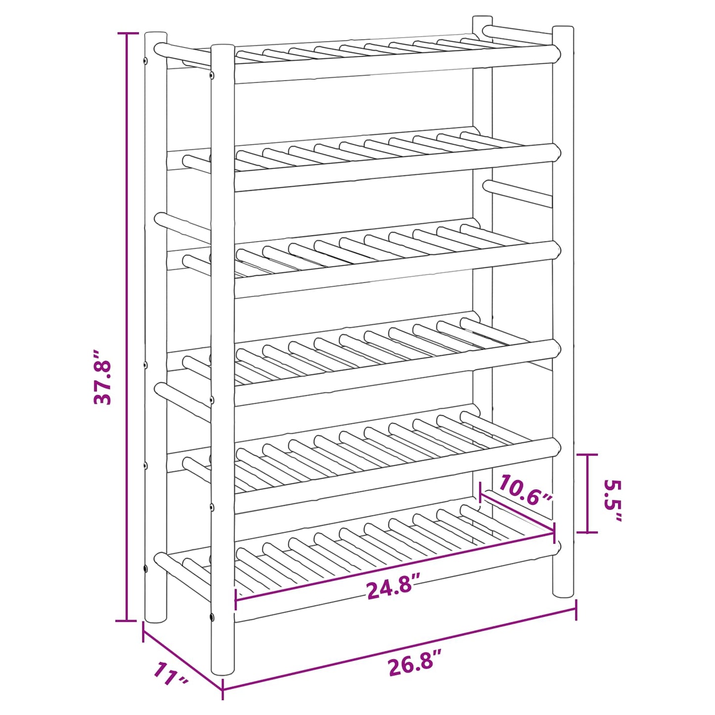Cipőtartó polcokkal Természetes 68 x 28 x 96 cm Bambusz