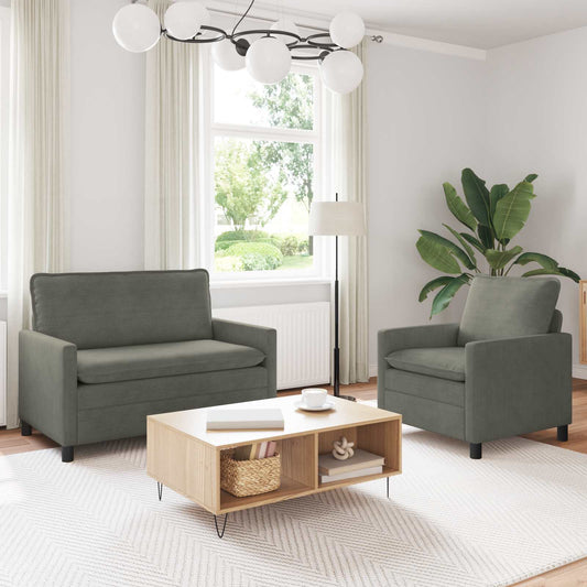 Kanapé Szett 2 pcs Világosszürke Szövet