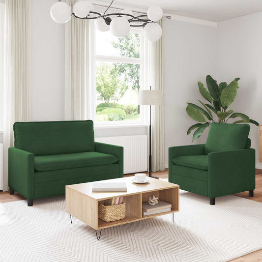 Kanapé Szett 2 pcs Dzsungel zöld Szövet