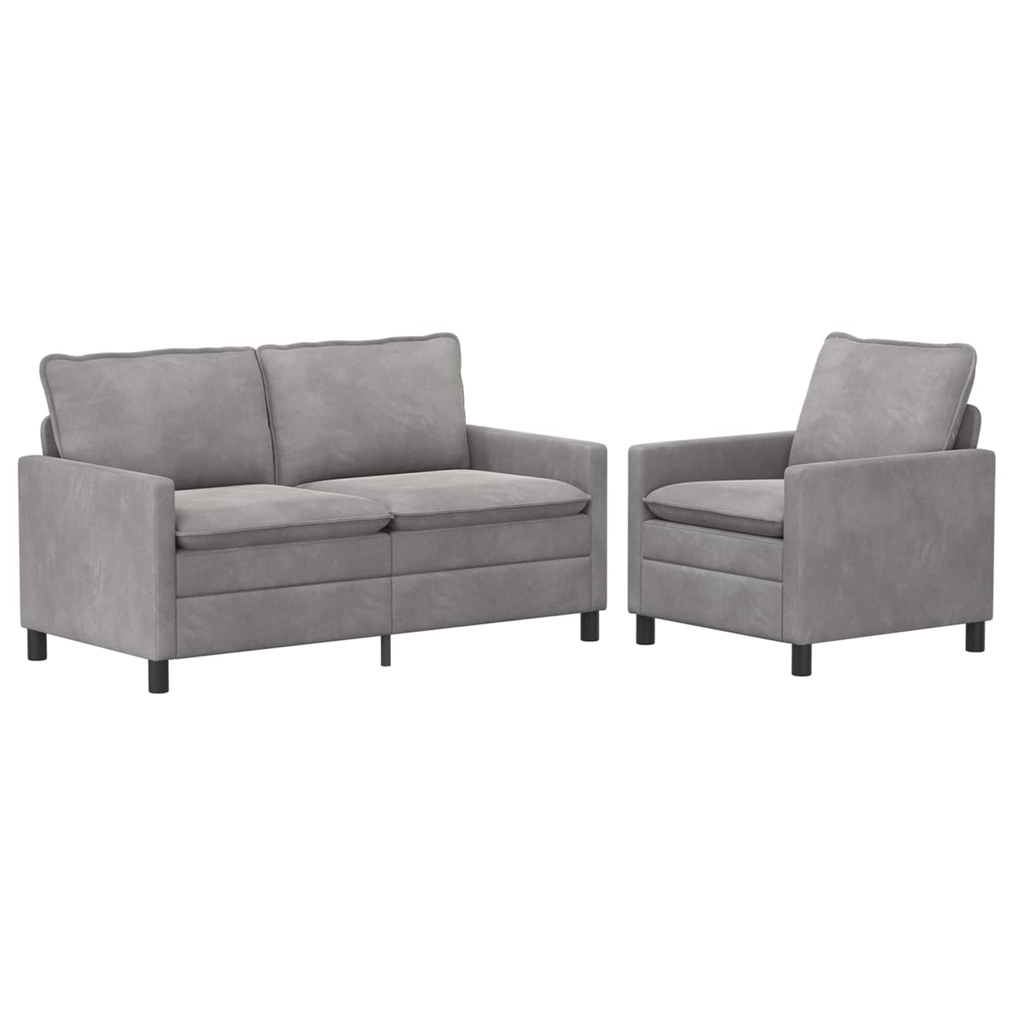 Kanapé Szett 2 pcs Világosszürke Bársony
