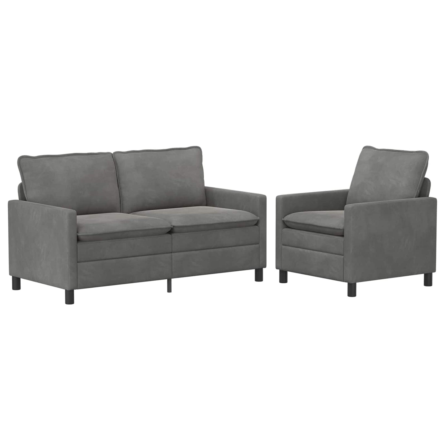 Kanapé Szett 2 pcs Sötétszürke Bársony
