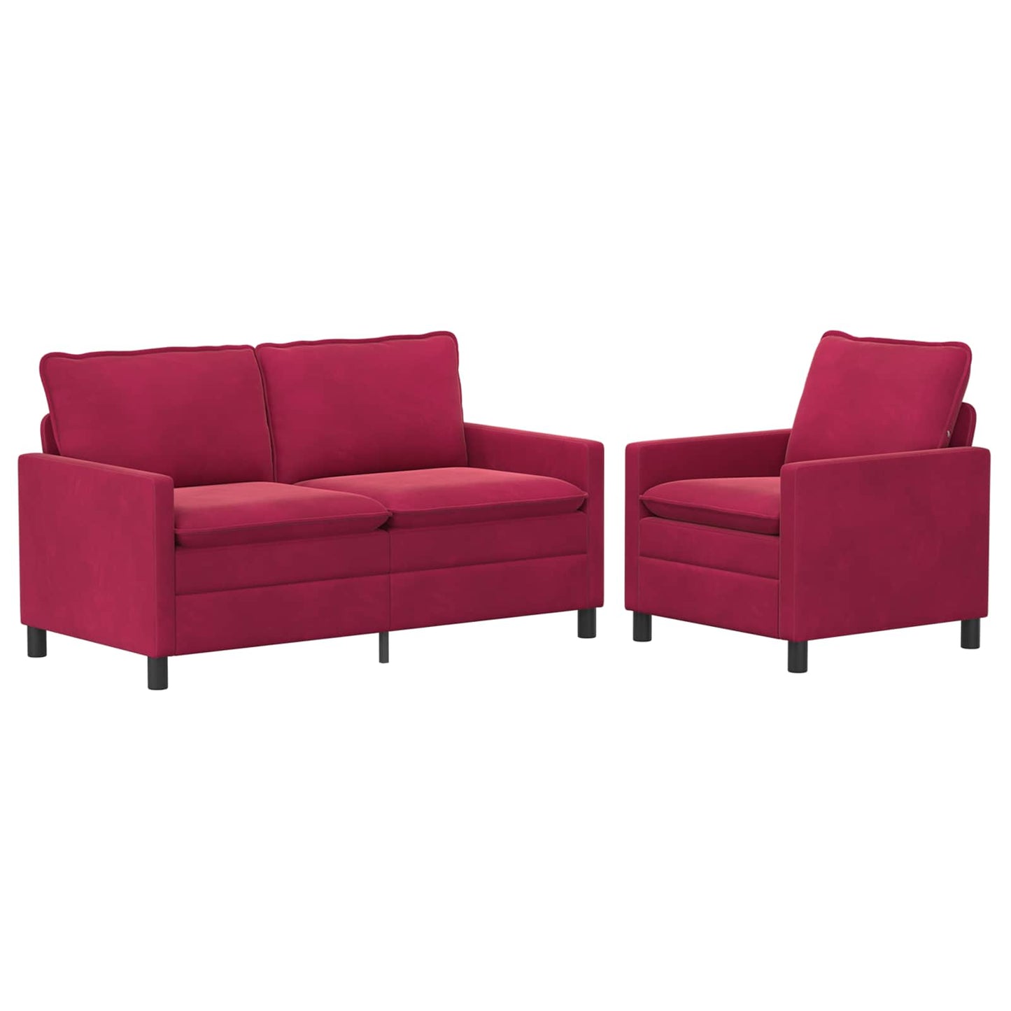 Kanapé Szett 2 pcs Bordó Bársony