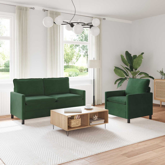 Kanapé Szett 2 pcs Dzsungel zöld Szövet