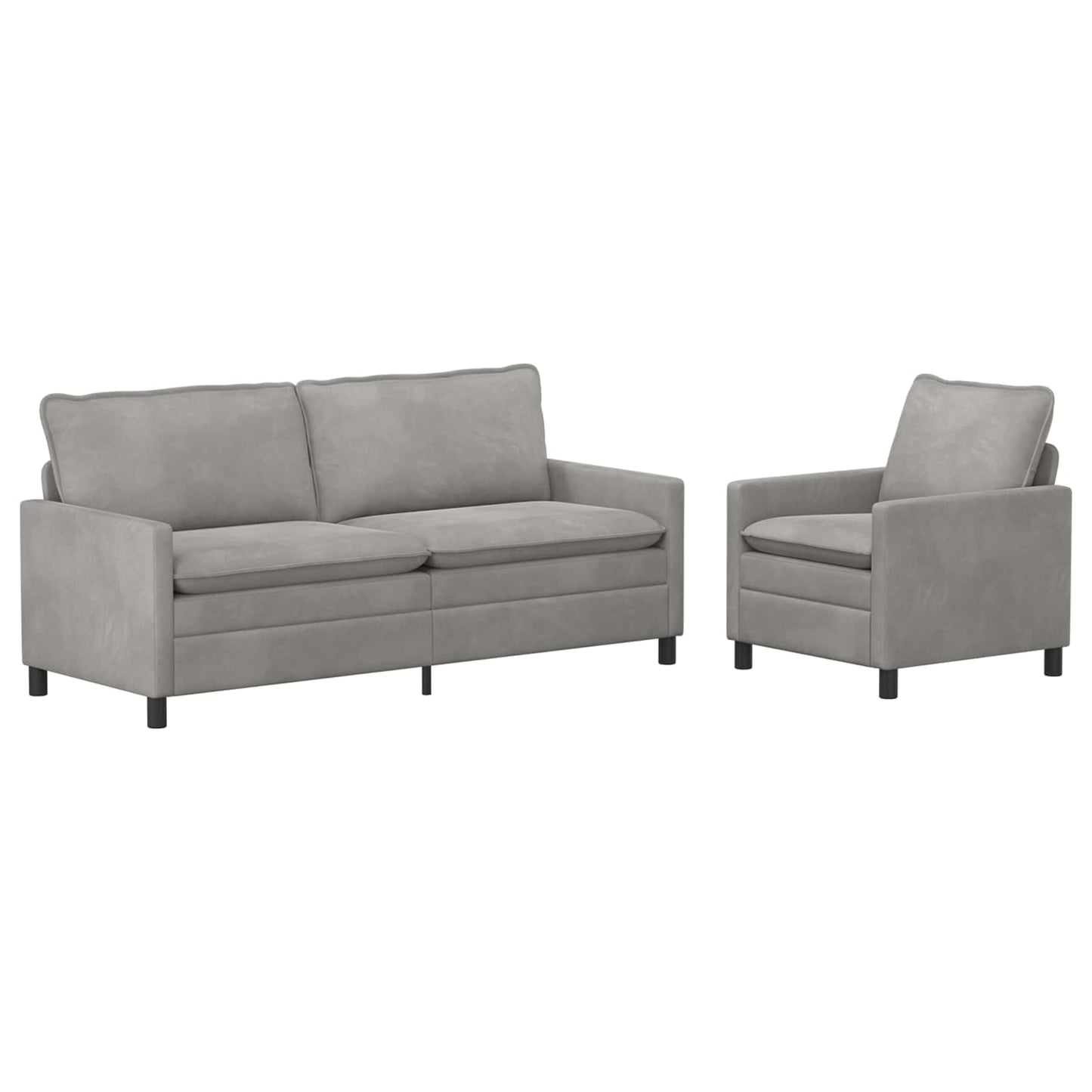 Kanapé Szett 2 pcs Világosszürke Bársony