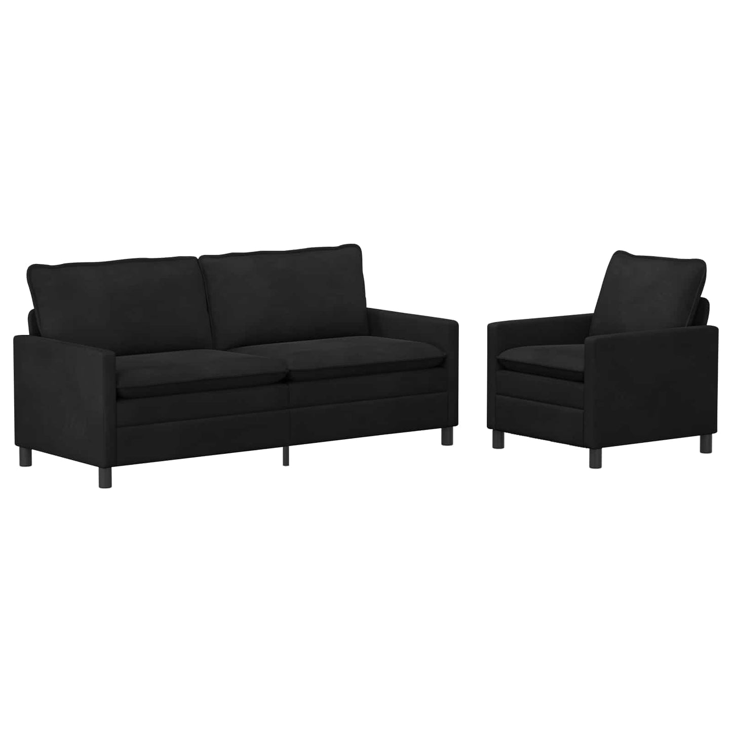Kanapé Szett 2 pcs Fekete Bársony