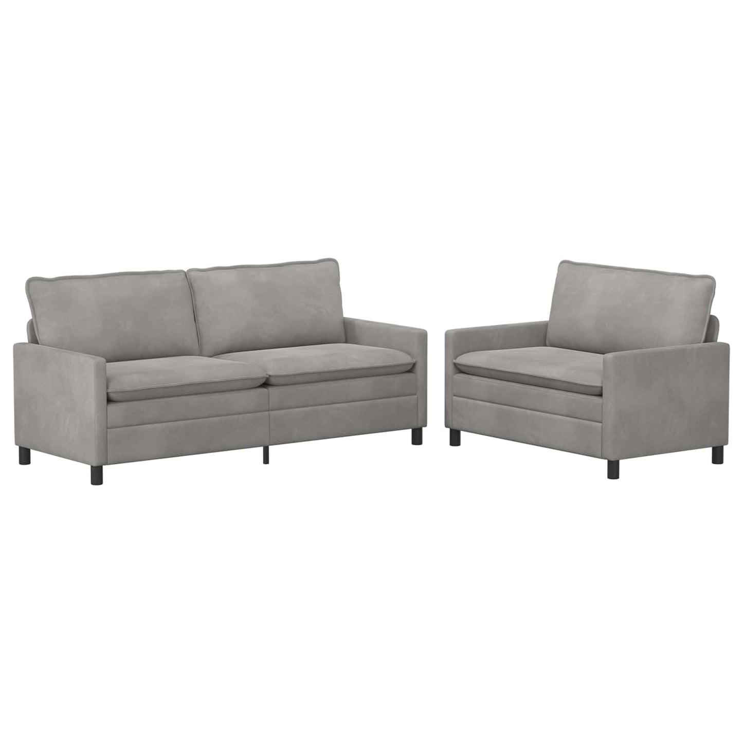 Kanapé Szett 2 pcs Világosszürke Bársony