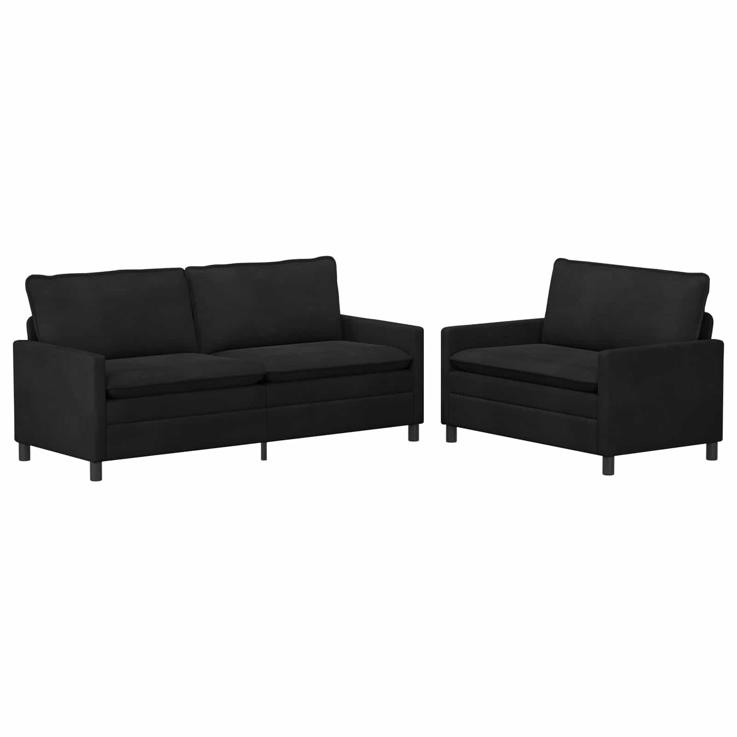 Kanapé Szett 2 pcs Fekete Bársony