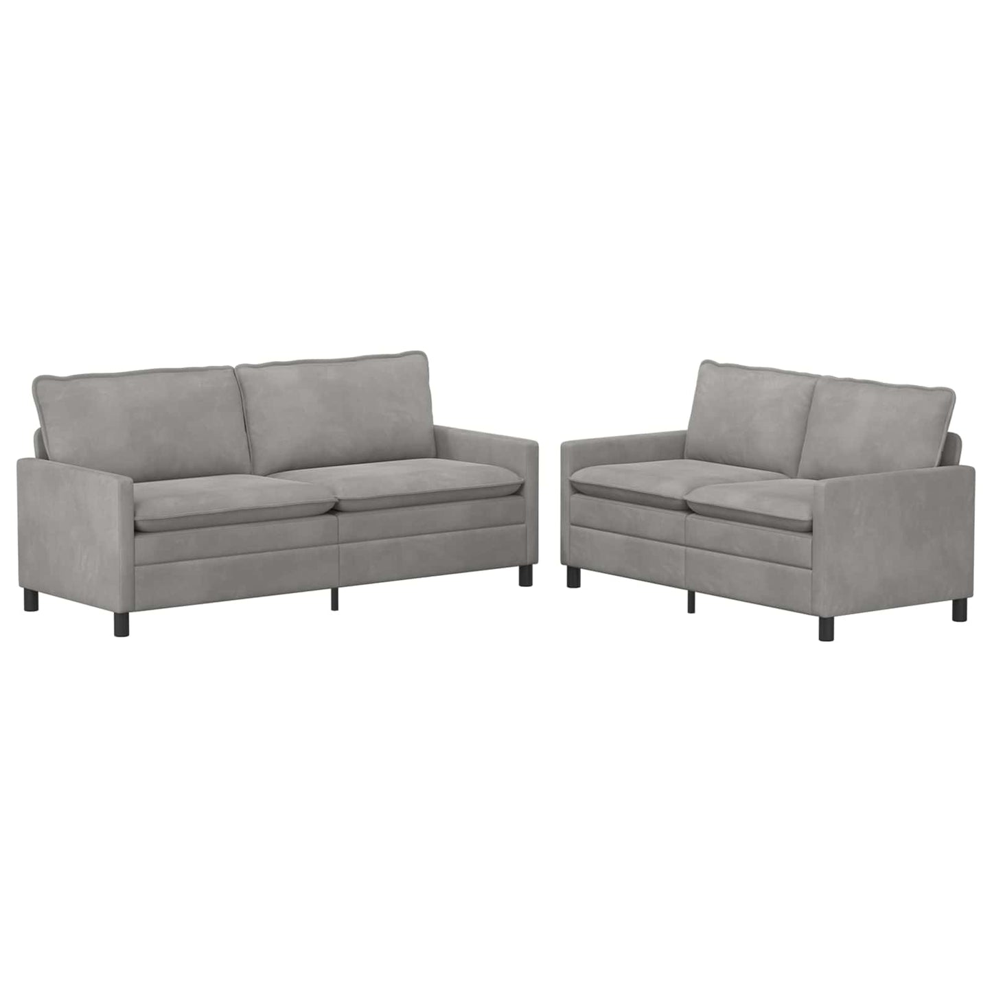Kanapé Szett 2 pcs Világosszürke Bársony