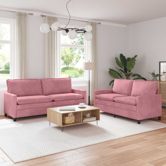 Kanapé Szett 2 pcs Rózsaszín Bársony