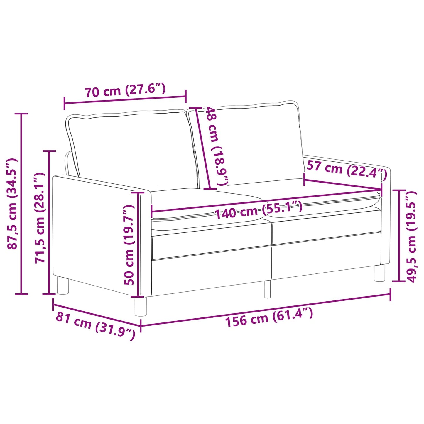 Kanapé Szett 2 pcs Sárga Bársony