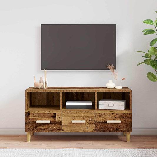 TV szekrény fiókkal Öreg fa 102 x 36 x 50 cm Faanyag