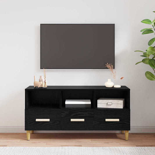 TV szekrény fiókkal Fekete tölgy 102 x 36 x 50 cm Faanyag
