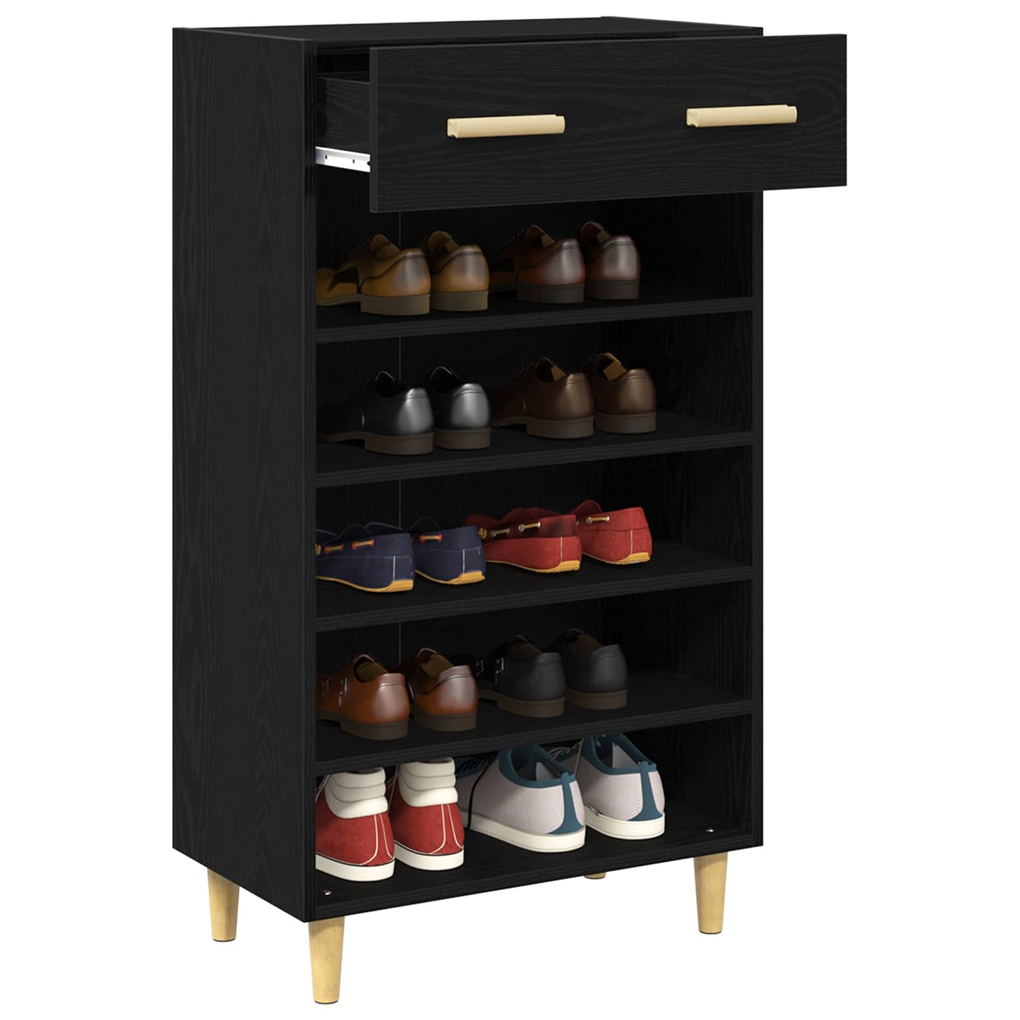 Cipőszekrény 60 x 35 x 105 cm Szerelt Fa Fekete tölgy