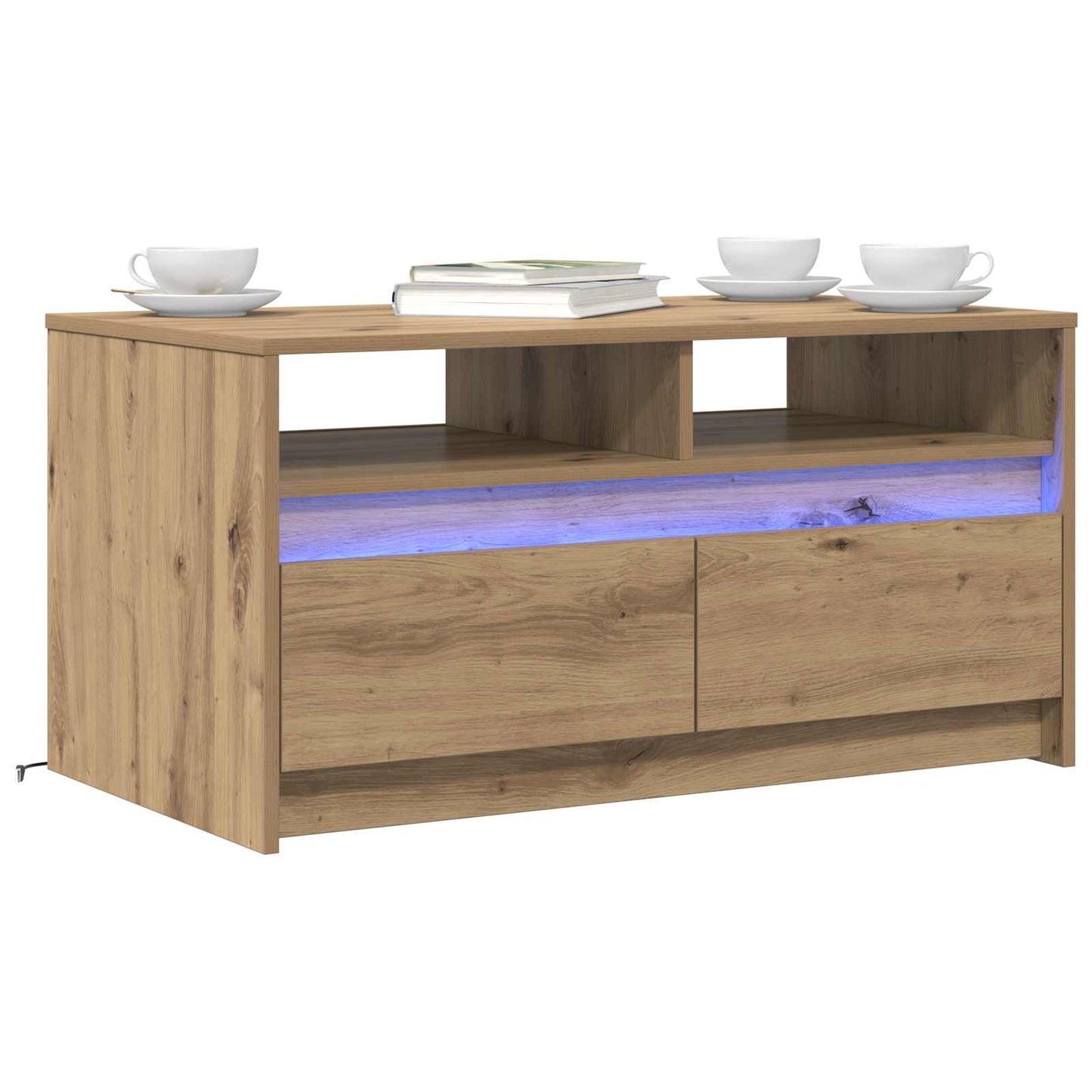 Dohányzóasztal fiókkal Művészi tölgy 90 x 50 x 45 cm Faanyag
