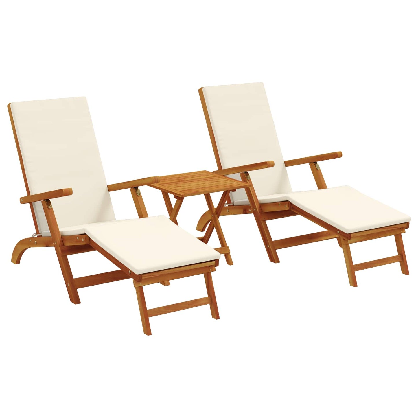 Függőágy és összecsukható napozóágy 3 pcs Krémfehér