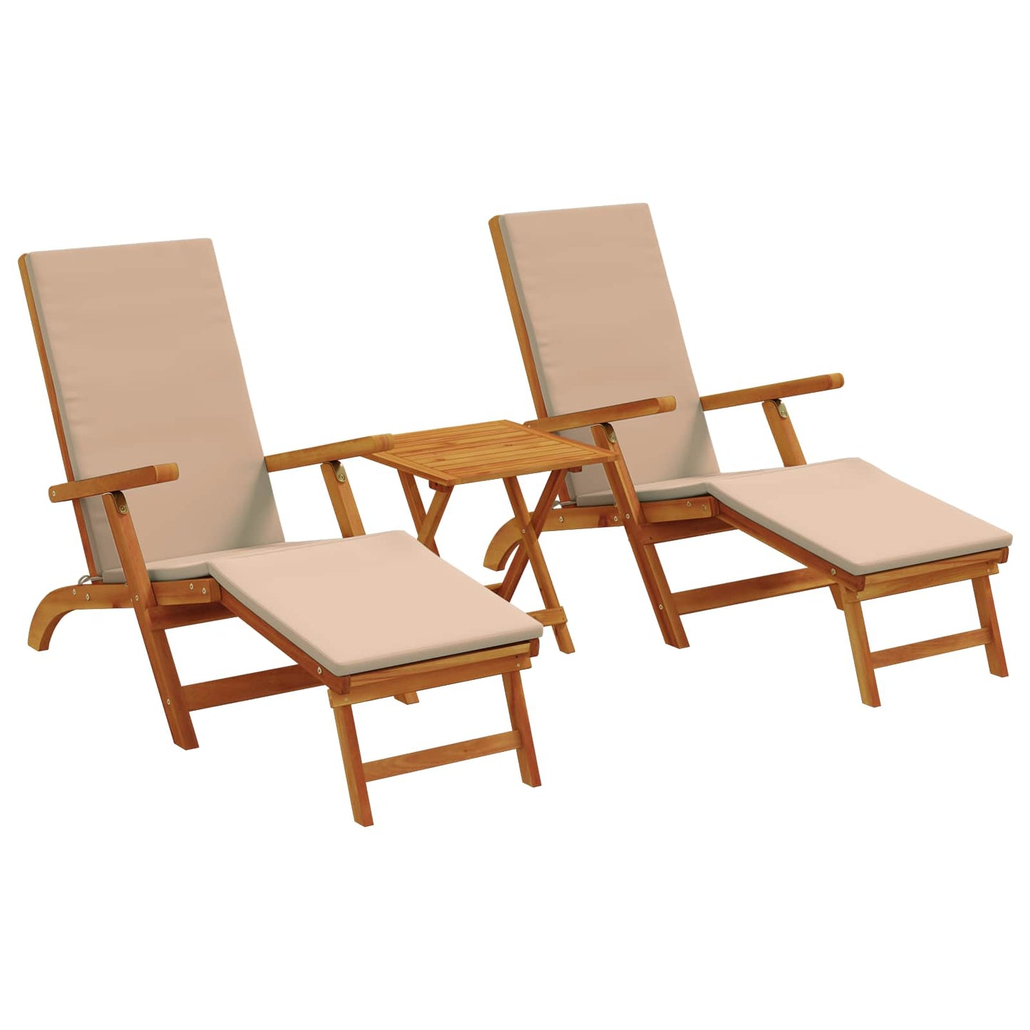 Függőágy és összecsukható napozóágy 3 pcs Tópszínű Tömör Akácfa