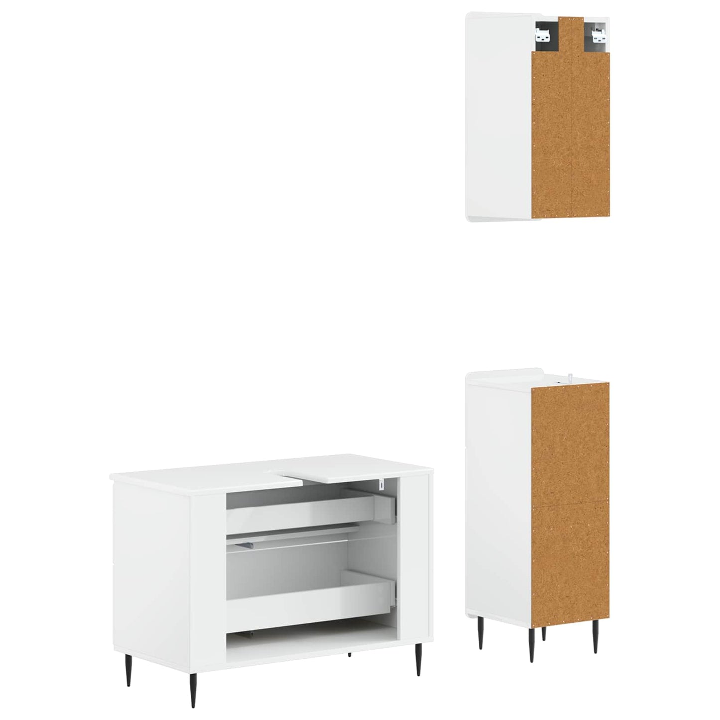 3 részes fürdőszoba szekrény szett HAARLEM Magasfényű Fehér